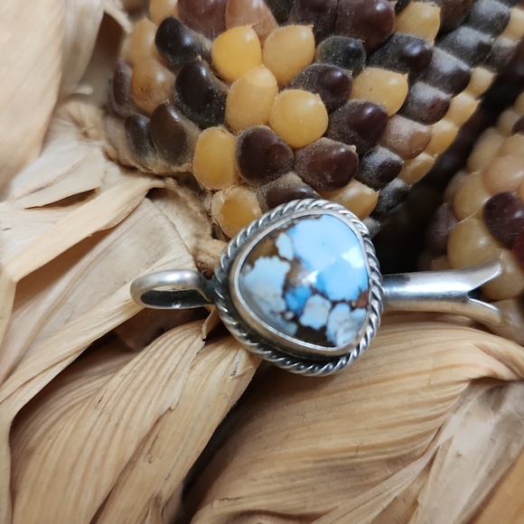 Stunning NWOT Native American Navajo Turquoise Squash Blossom Pendant 🩵🤎 - Picture 11 of 13